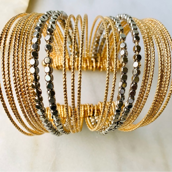 Victoria Emerson Gold Multi Strand Open Cuff Bracelet - Picture 6 of 12
